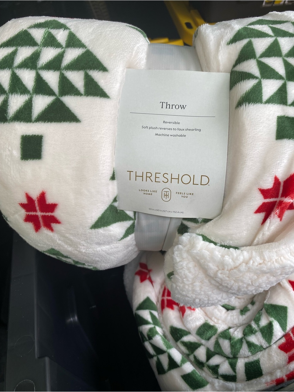 Threshold Green and Red Holiday Pattern Sherpa Throw